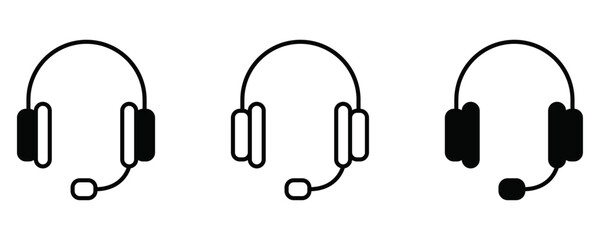 Modern headset icons for customer service and communication