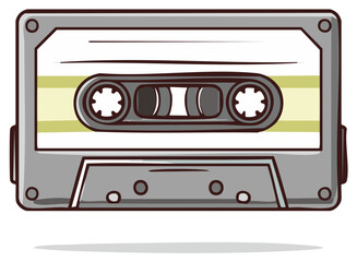 Naklejka premium Illustration of a Gray Audio Cassette Tape Used for Recording, Storing and Playing Sound