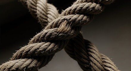 Close up of braided rope texture detail and symbolic representation