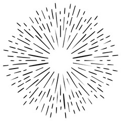 Obraz premium Sunburst burst design element, vintage retro style with radial lines in black