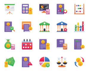 Gradient color icons set for Accounting