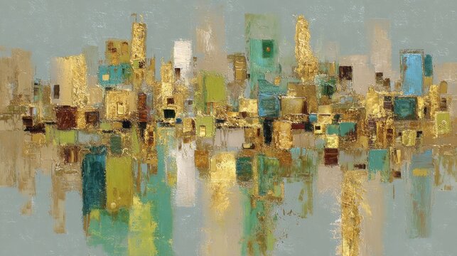 Abstract gold-textured oil painting, brushstroke canvas art for modern prints, posters, or d&Atilde;&copy;cor. 