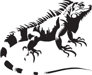 Elegant depiction of Iguana in minimalist sumi-e artistic repres