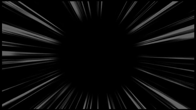 abstract speed lines motion burst on black background dynamic fast zoom effect animation for transition and visual overlay