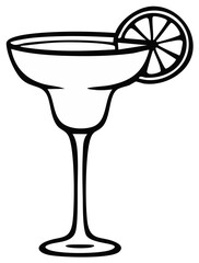 Cocktail glass with lime slice illustration