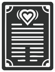 Stylized Heart Symbol Adorns a Detailed Document with Horizontal Lines and Corner Embellishments