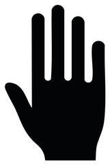 Obraz premium Black silhouette of an open hand with fingers extended upwards conveying a stop or hold gesture