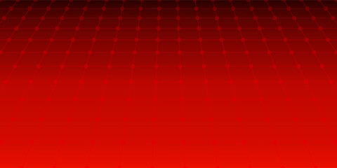 Red glowing neon wireframe background. Shining diagonal checkered grid planes in perspective. Retro futuristic depth wallpaper. Arcade game sci fi matrix surface backdrop for poster, banner. Vector
