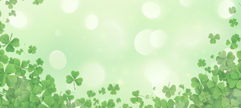 St. Patrick's Day celebration background with shamrocks and green clover leaves