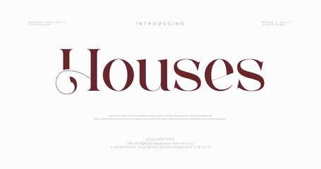 Elegant typography design featuring the word houses in a decorative font style © Font
