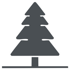 Silhouette of Evergreen Tree on a Ground Level Simple Forest Design Element Isolated