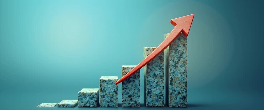 business graph with red arrow