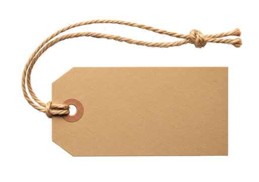 Elegant brown paper tag tied with a natural twine string for packaging or labeling