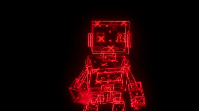 Red Neon AI Hacker Bot Running, Fast Malware Spread and Active Cyber Attack Concept 2026