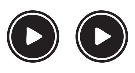 Two circular play buttons with white triangles inside black circles for multimedia player systems