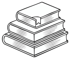 Stack of Three Books with a Bookmark Illustration