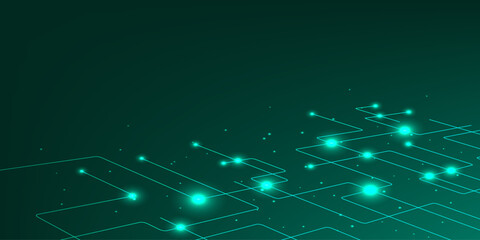 Obraz premium Abstract AI circuit board background. Technology connected blue lines with electronics elements on tech bg. Computer motherboard with a chip