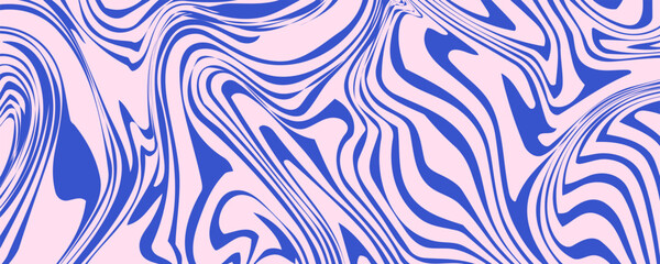 Abstract background pattern with colorful waves. Psychedelic groovy trippy y2k retro seamless pattern in blue and pink colors