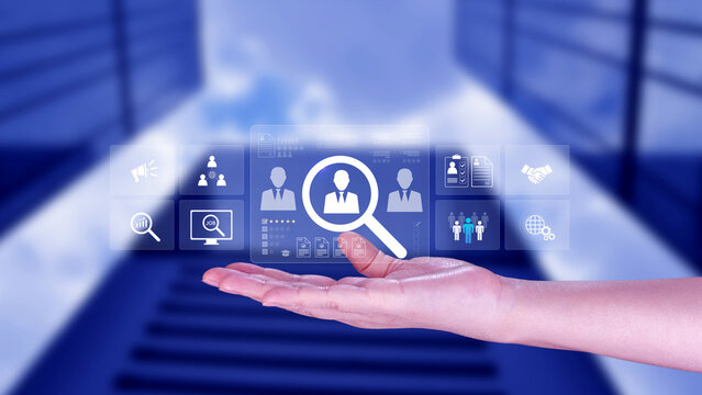 Job search concept. HR or Hiring Human Resources, unemployment finding job search for resume register job interview, find your career. headhunting and recruitment process. not ai