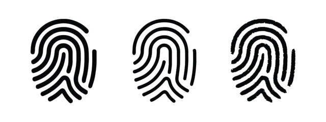 Fingerprint Biometric Identification Icons Set: Security and Identity Symbols