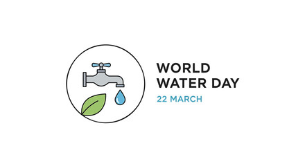 World Water Day icon with faucet and leaf