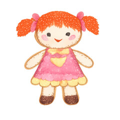 Fototapeta premium PNG Adorable handmade doll illustration.