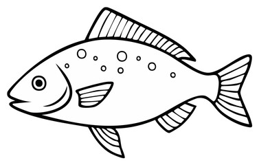 Fototapeta premium Fish Illustration Aquatic Animal with Circle Spots Line Art Outline Vector