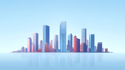 Fototapeta premium Minimal modern cityscape background with clean lines and geometric shapes.