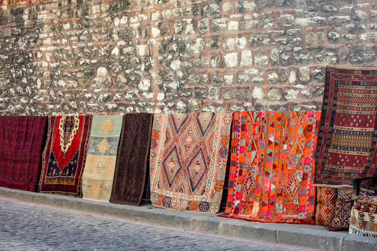 Istanbul, Turkey. Turkish rugs on display.