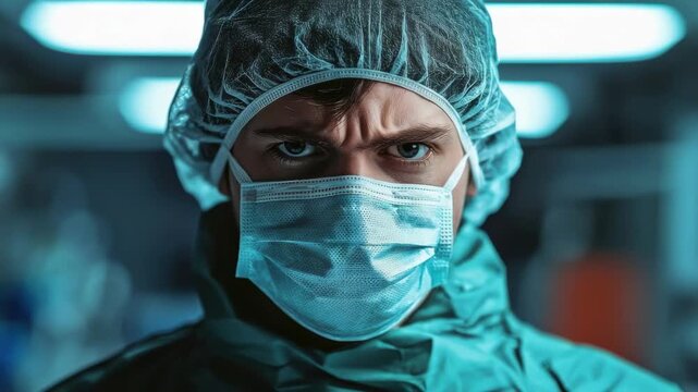 Medical worker shows focus and concentration in a clinical setting during shift in a hospital