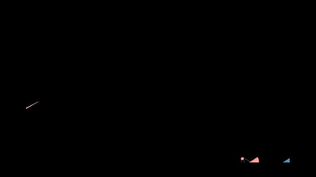 satellite in space hit by meteor explosion with debris flying cartoon animation dark background seamless loop scene