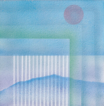 Quiet Mountains Beyond the Window,  Abstract Landscape Painting
