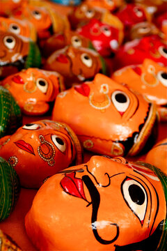 Santa Fe, New Mexico, United States.East Indian paper mache masks.