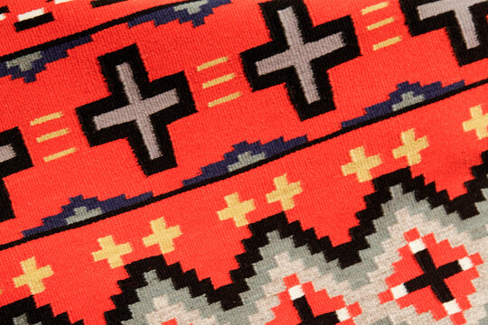 Santa Fe, New Mexico, United States. Indian Market, Navajo rug