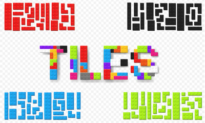 Realistic colored plastik constructor parts isolated on transparent background. Play and build concept. Vector illustration © boxerx