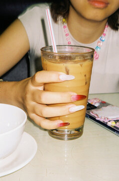 A glass of hong kong style sweet milk tea