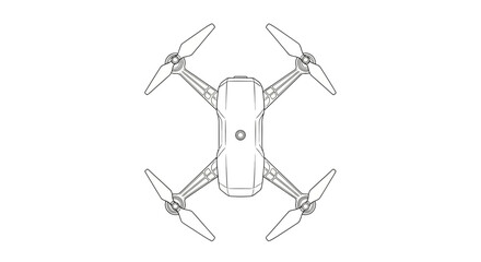 Naklejka premium Aerial view of a drone outline illustration showcasing its vector design and technical specifications