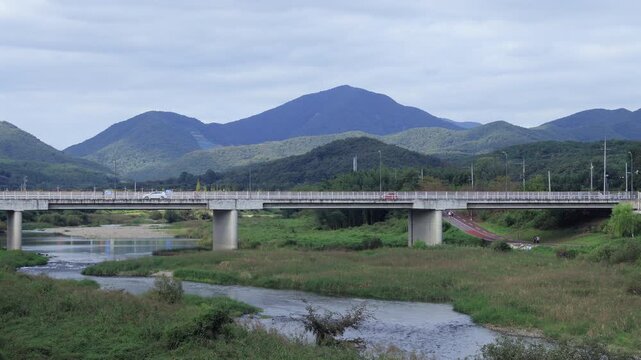 Taehwa River Bridge and Mountains