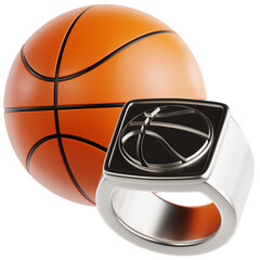 Basketball and Championship Ring 3D Illustration © Eklip