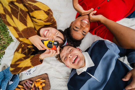 Happy friends on a picnic