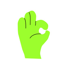 Obraz premium Colorful hands with different gestures and sign vector illustration