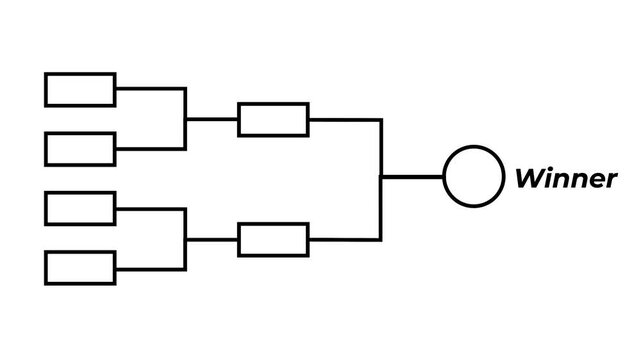 tournament bracket animation ending with winner for competition results.