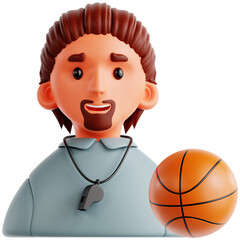 3D Male Basketball Coach With Whistle © Eklip