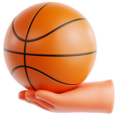 3D Illustration of Hand Holding Basketball © Eklip