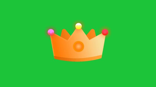 Golden crown icon animation on green screen royal king symbol luxury success concept modern loop ready for video