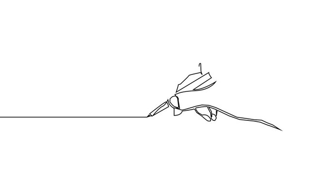 Continuous one line pen hand pencil write one art icon book journal sketch. Sign line pen hand vector signature letter notebook person background contract document single legal white school paper