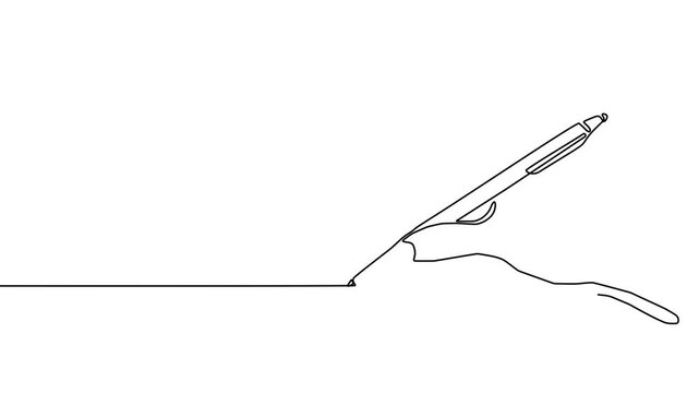 Continuous one line pen hand pencil write one art icon book journal sketch. Sign line pen hand vector signature letter notebook person background contract document single legal white school paper