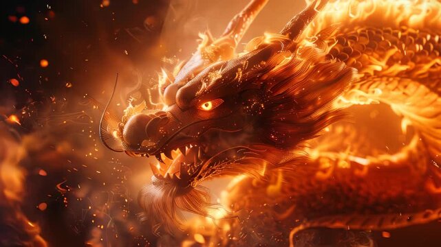 Footage of a Chinese New Year dragon performance.