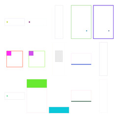 Vibrant abstract geometric shapes pattern on white, modern design element, minimalist background for creativity.