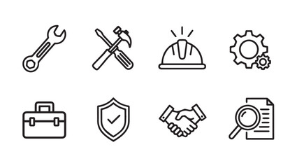 Fototapeta premium Collection of Service and Business Icons: Tools Security Collaboration and Research